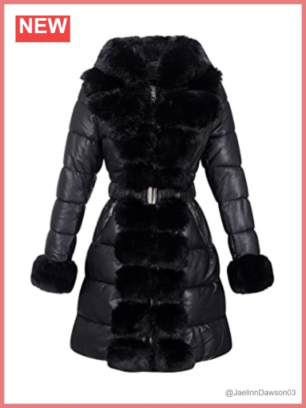Women Winter Puffer Quilted Coat with Fur Trim Hooded Zip Loose Fit